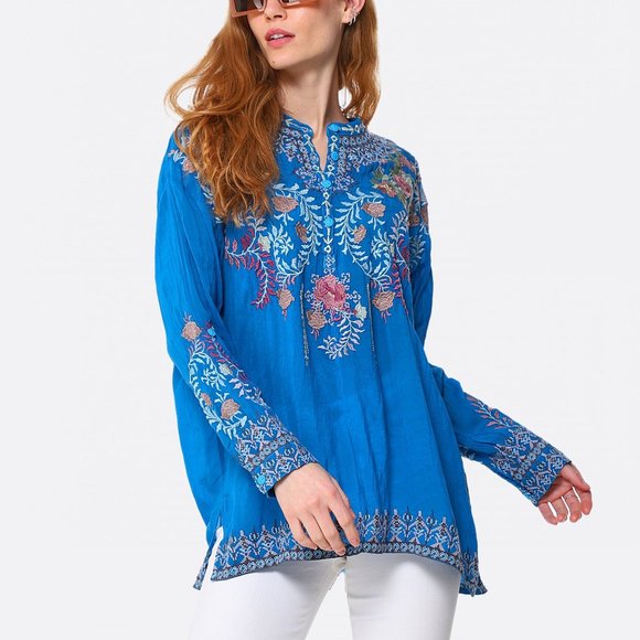 Johnny Was Tops - Johnny Was Sundae Tunic Top Mediterranean Blue Small